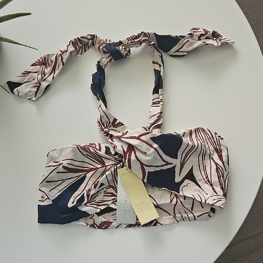 NWT Rachel Zoe Navy and Cream Tropical Top